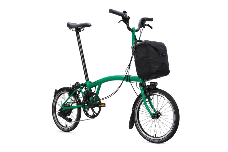 Brompton C Line 4 Speed Mid Bar 2026 Electric Folding Bike - Palm Green-1