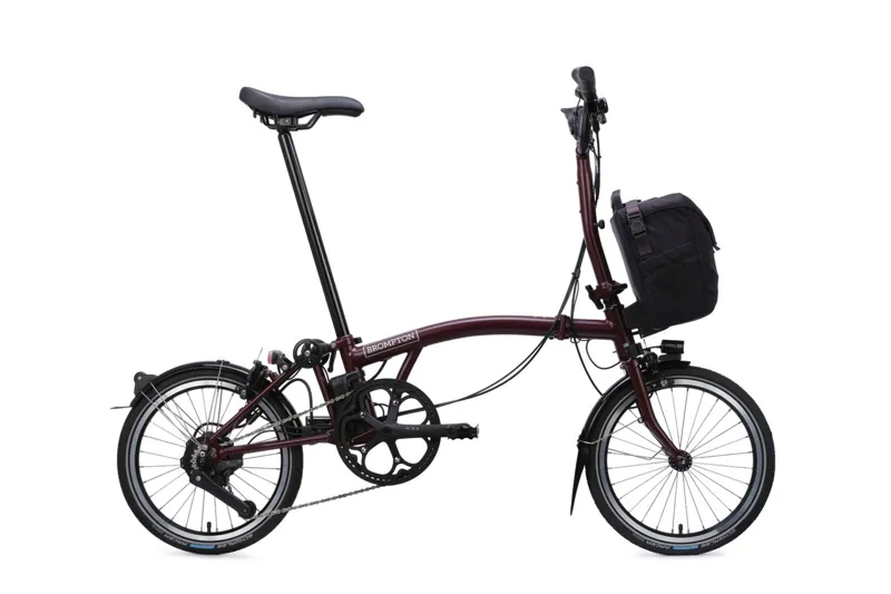 Brompton C Line 4 Speed Mid Bar 2026 Electric Folding Bike - Red Plum