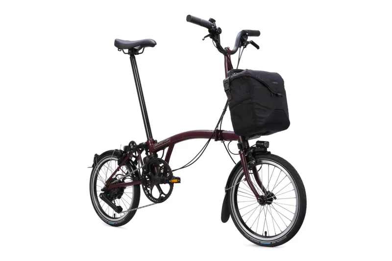 Brompton C Line 4 Speed Mid Bar 2026 Electric Folding Bike - Red Plum-1