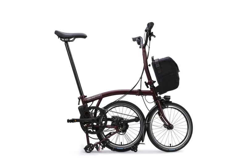Brompton C Line 4 Speed Mid Bar 2026 Electric Folding Bike - Red Plum-2