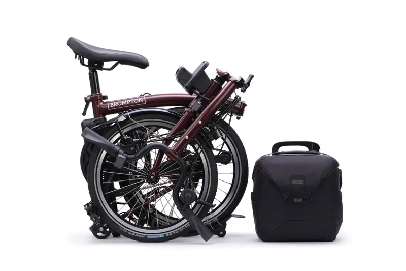 Brompton C Line 4 Speed Mid Bar 2026 Electric Folding Bike - Red Plum-3