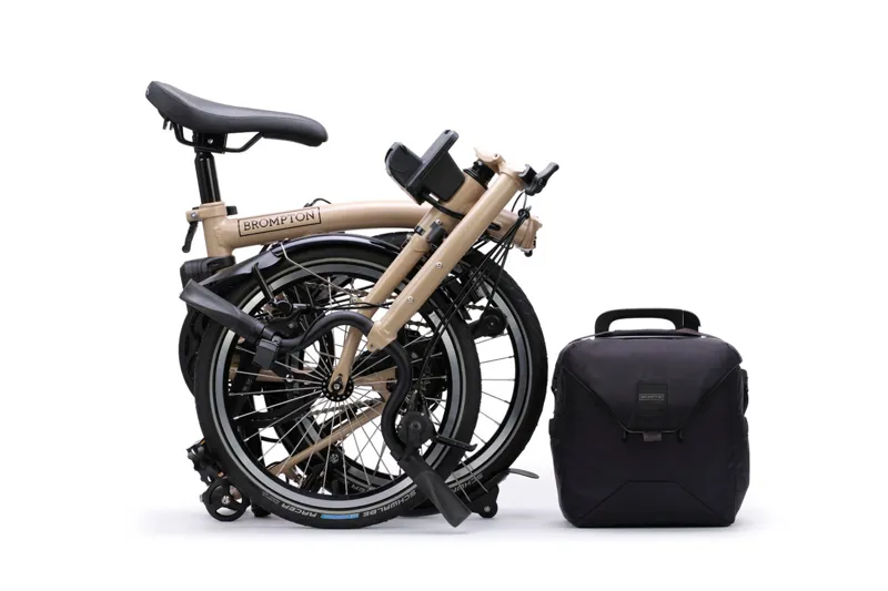 Brompton C Line 4 Speed Mid Bar 2026 Electric Folding Bike - Dune Sand-3