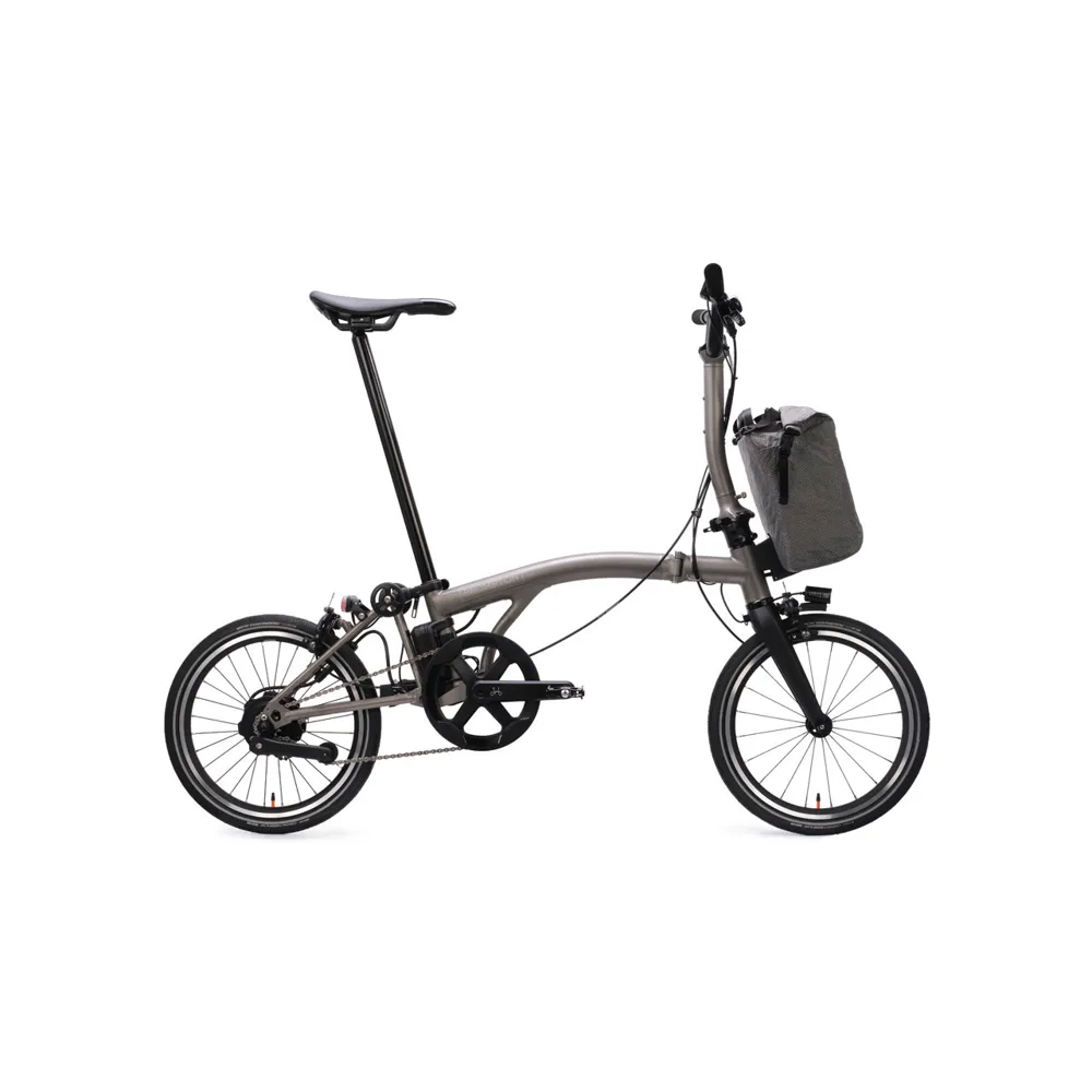 uPRISE Bikes Brompton T Line 4 Speed e-Motiq Mid Bar 2026 Electric Folding Bike - Titanium | Price match, 365 day return s, 18-Month Warranty, Finance Available & Free UK Delivery