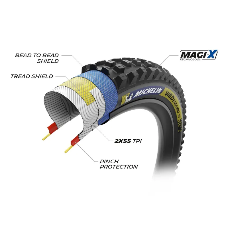 Michelin Wild Enduro MH Racing Line 27.5x2.50 TLR MTB Tyre - Blue/Yellow-2