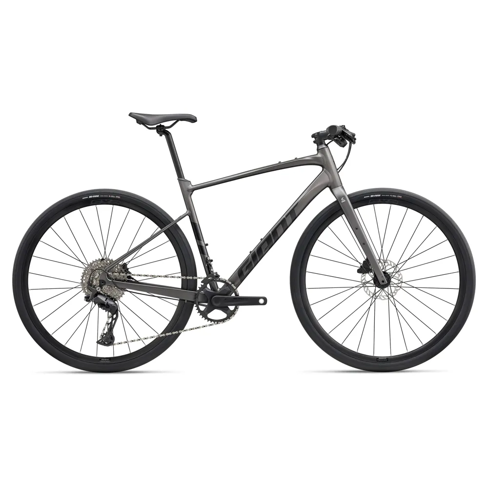 uPRISE Bikes Giant FastRoad AR 1 2027 Flat Bar Road Bike - Stealth Chrome | Price match, 365 day returns, 18-Month Warranty, Finance Available & Free UK Delivery