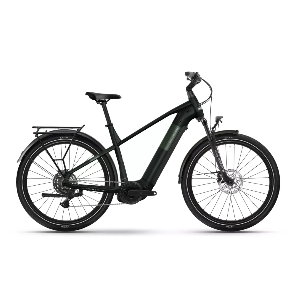 uPRISE Bikes Raleigh Novus Plus Crossbar 800wh 2026 Electric Hybrid Bike - Forest Green | Price match, 365 day return s, 18-Month Warranty, Finance Available & Free UK Delivery