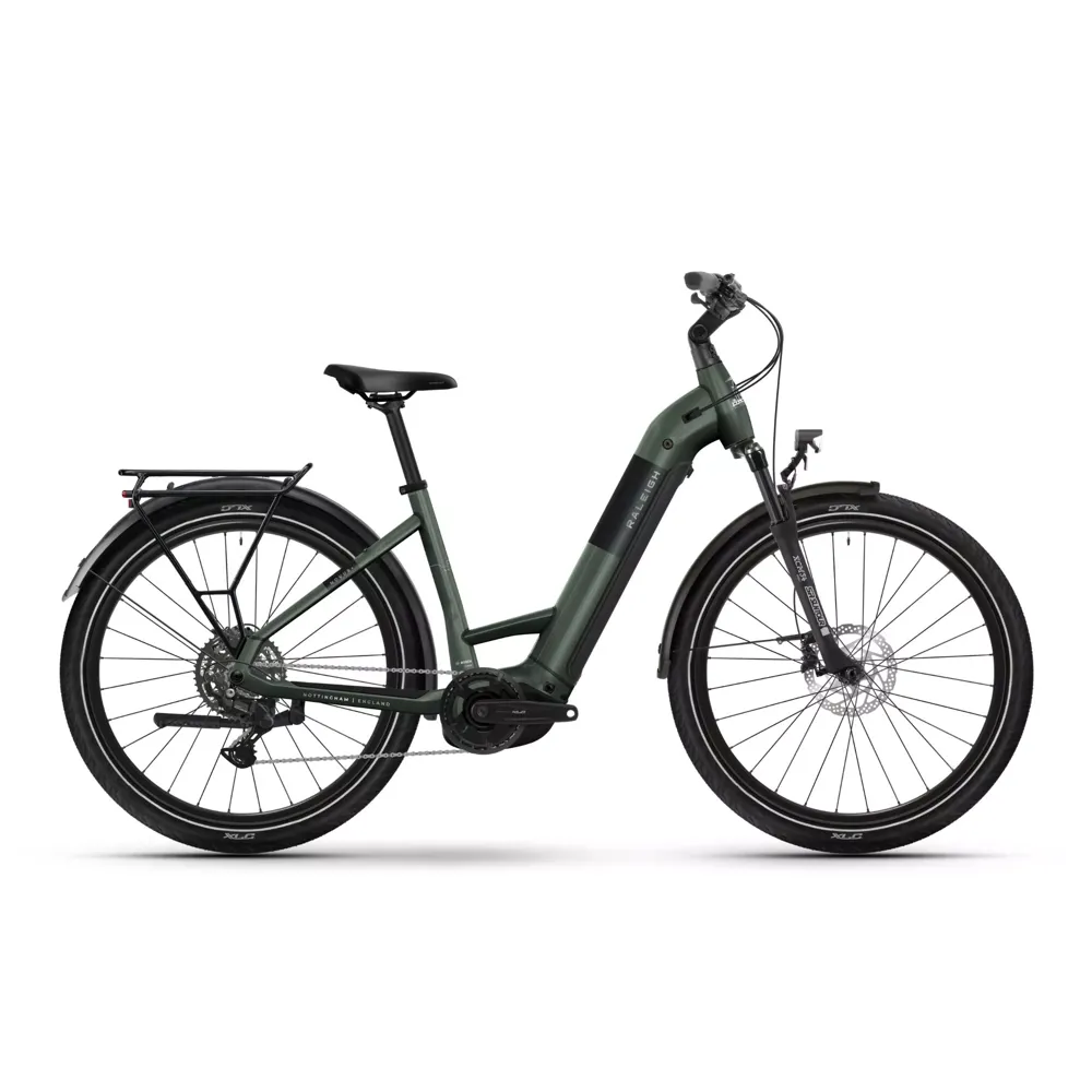 uPRISE Bikes Raleigh Novus Plus Lowstep 800wh 2026 Electric Hybrid Bike - Sherwood Green | Price match, 365 day return s, 18-Month Warranty, Finance Available & Free UK Delivery