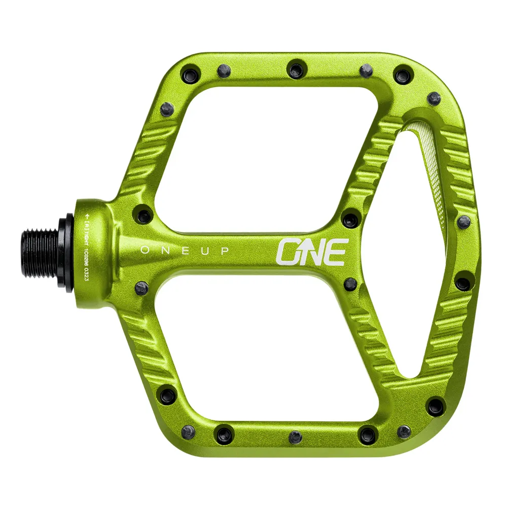 uPRISE Bikes One Up Aluminium Flat MTB Pedals - Green | Price match, 365 day returns, 18-Month Warranty, Finance Available & Free UK Delivery