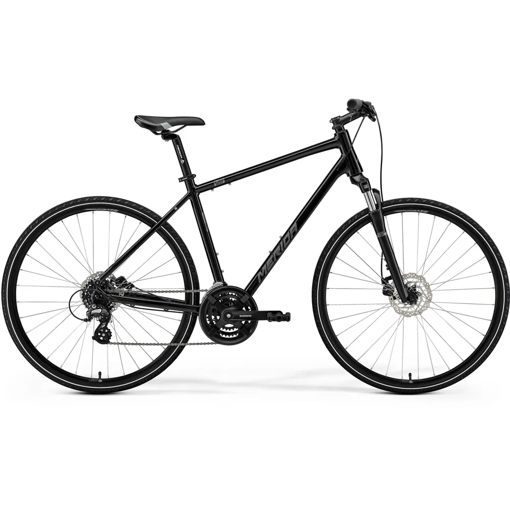 uPRISE Bikes Merida Crossway 10 2025 Hybrid Bike - Black/Silver | Price match, 365 day return s, 18-Month Warranty, Finance Available & Free UK Delivery