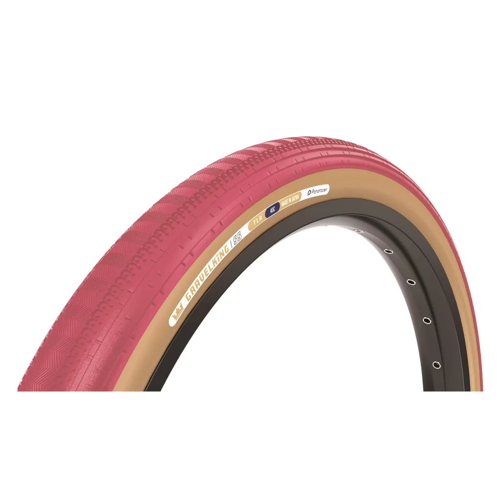 uPRISE Bikes Panaracer GravelKing Semi Slick Colour Edition TLR 700c Gravel Tyre - Cranberry/Brown | Price match, 365 day return s, 18-Month Warranty, Finance Available & Free UK Delivery