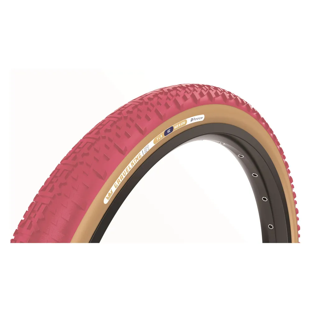 uPRISE Bikes Panaracer GravelKing X1 Colour Edition TLR 700c Gravel Tyre - Cranberry/Brown | Price match, 365 day return s, 18-Month Warranty, Finance Available & Free UK Delivery