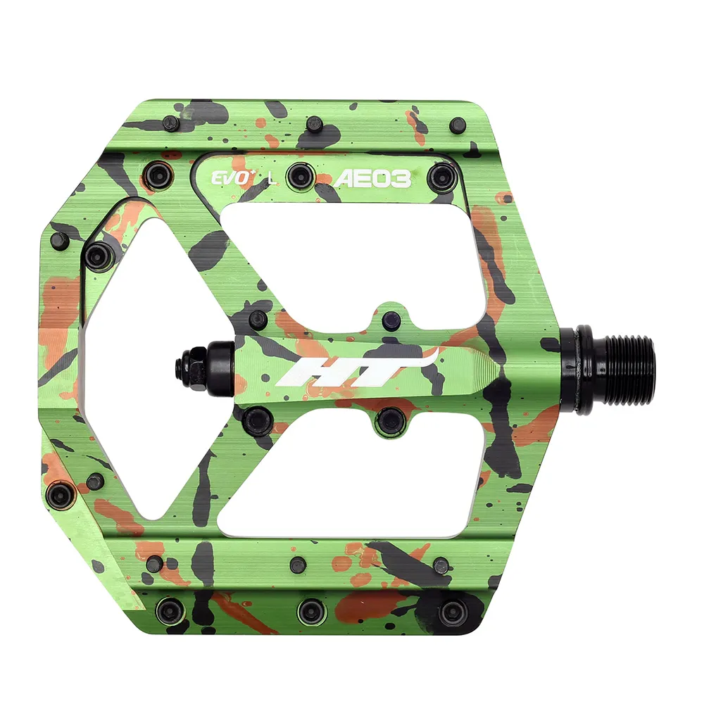 uPRISE Bikes HT Components AE03 Flat MTB Pedals - Green Camo | Price match, 365 day returns, 18-Month Warranty, Finance Available & Free UK Delivery