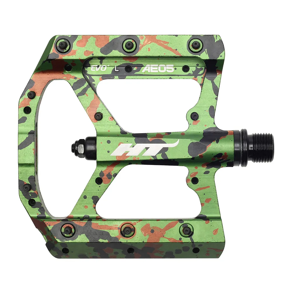 uPRISE Bikes HT Components AE05 Flat MTB Pedals - Green Camo | Price match, 365 day returns, 18-Month Warranty, Finance Available & Free UK Delivery