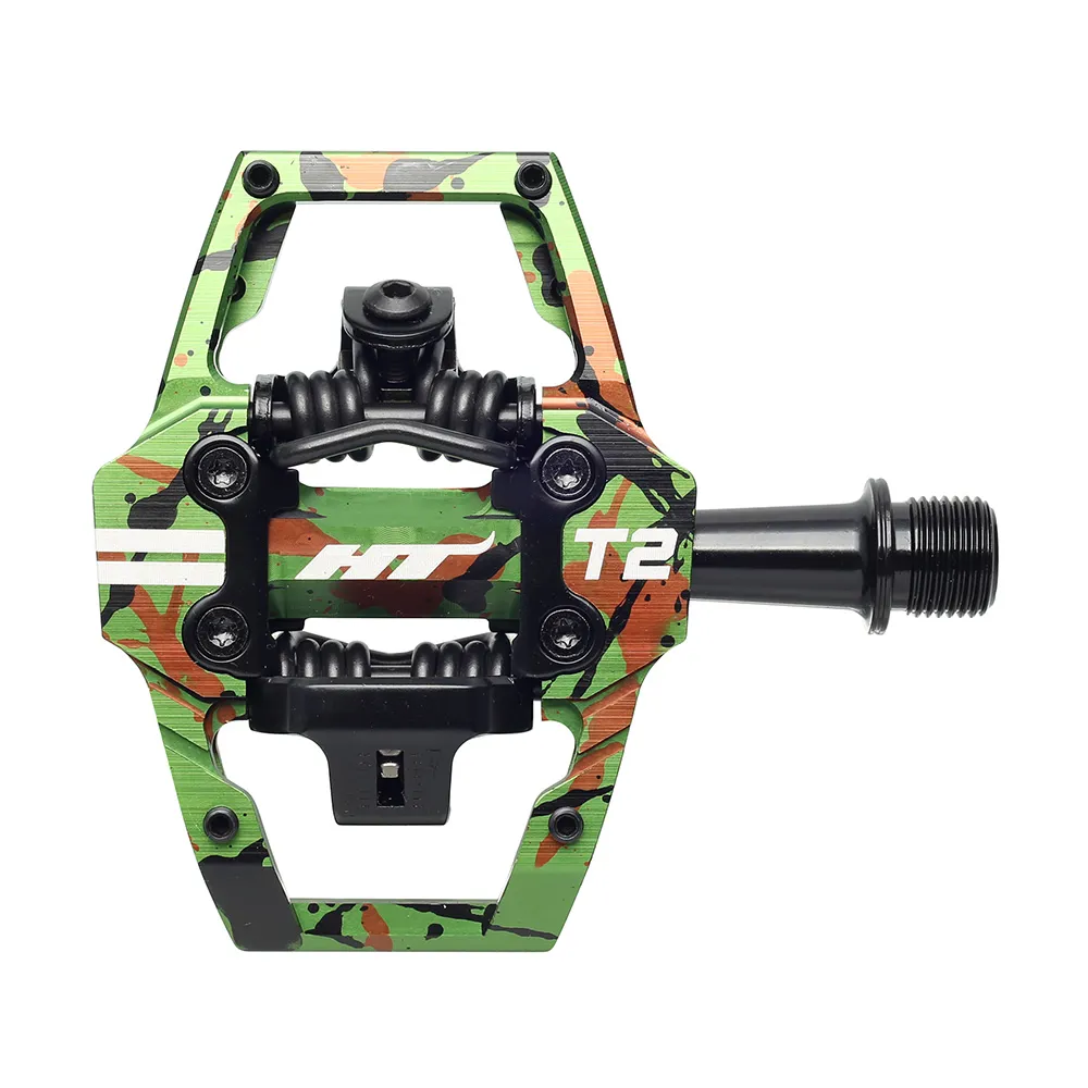 uPRISE Bikes HT Components T2 Pedals Clipless MTB Pedals - Green Camo | Price match, 365 day returns, 18-Month Warranty, Finance Available & Free UK Delivery