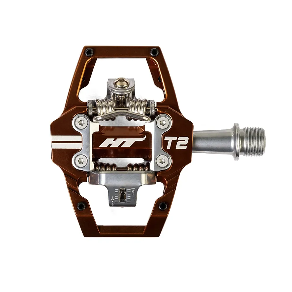 uPRISE Bikes HT Components T2 Clipless MTB Pedals - Root Beer | Price match, 365 day returns, 18-Month Warranty, Finance Available & Free UK Delivery