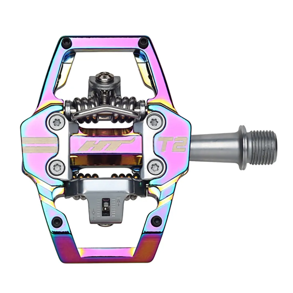 uPRISE Bikes HT Components T2 Clipless MTB Pedals - Oil Slick | Price match, 365 day return s, 18-Month Warranty, Finance Available & Free UK Delivery