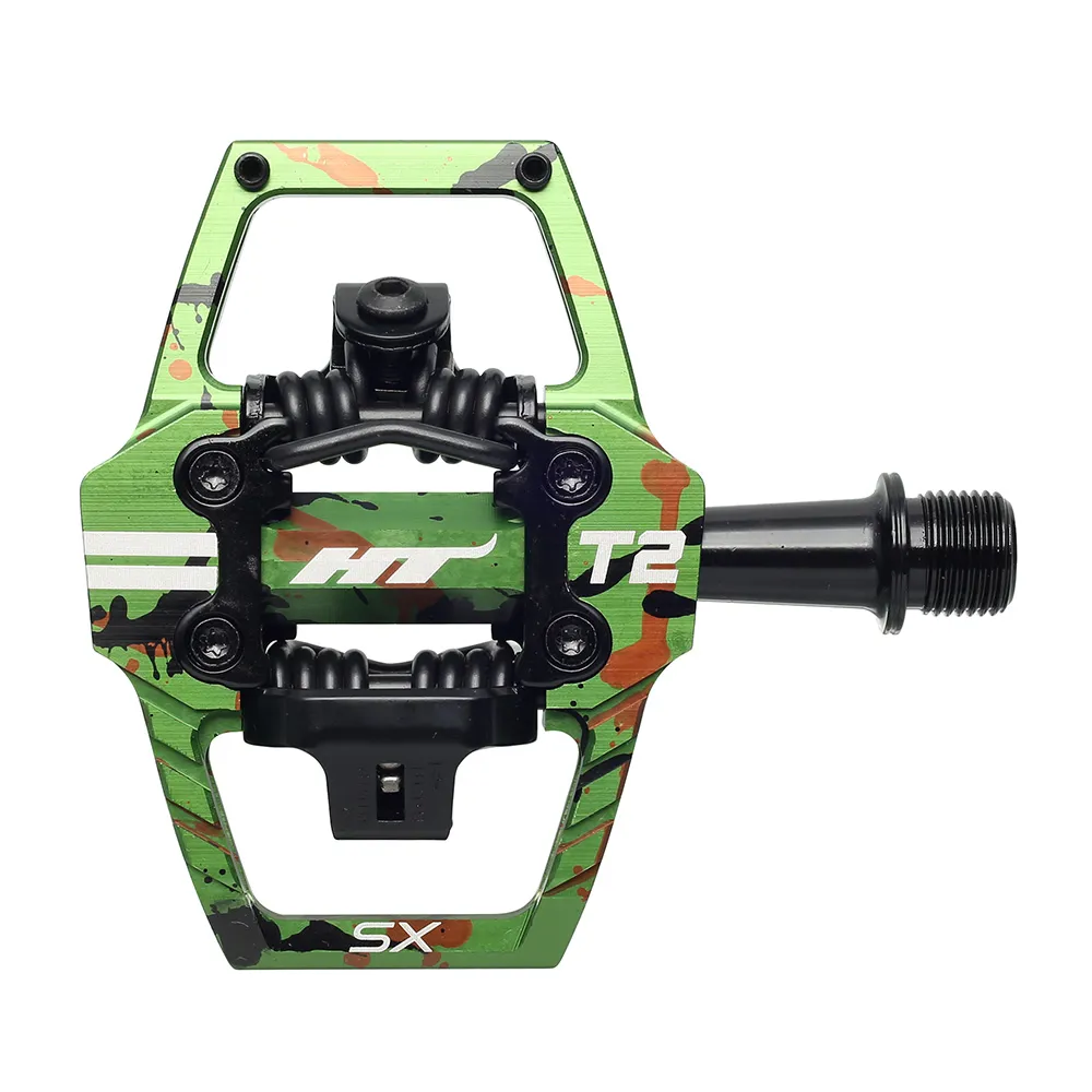 uPRISE Bikes HT Components T2-SX Clipless BMX Pedals - Camo Green | Price match, 365 day returns, 18-Month Warranty, Finance Available & Free UK Delivery