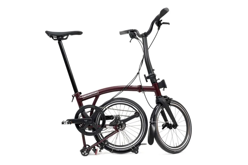 Brompton P Line 4-speed Mid Bar 2027 Folding Bike - Plum Red-2