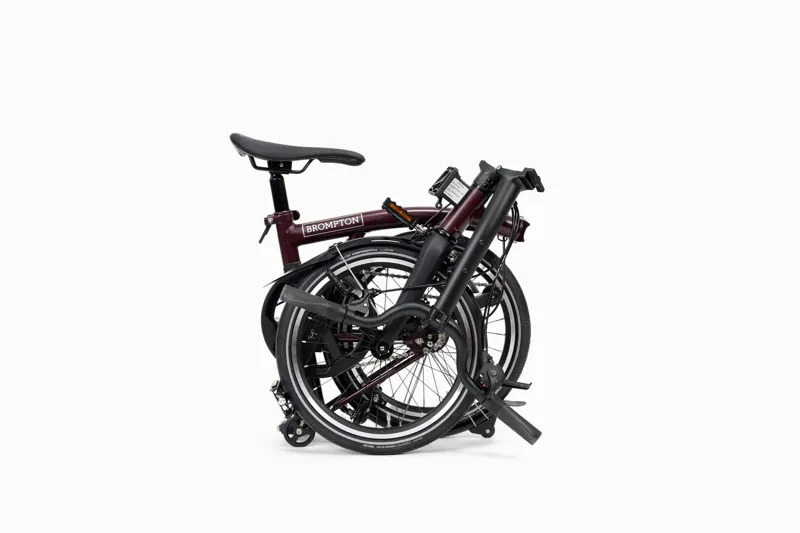 Brompton P Line 4-speed Mid Bar 2027 Folding Bike - Plum Red-3