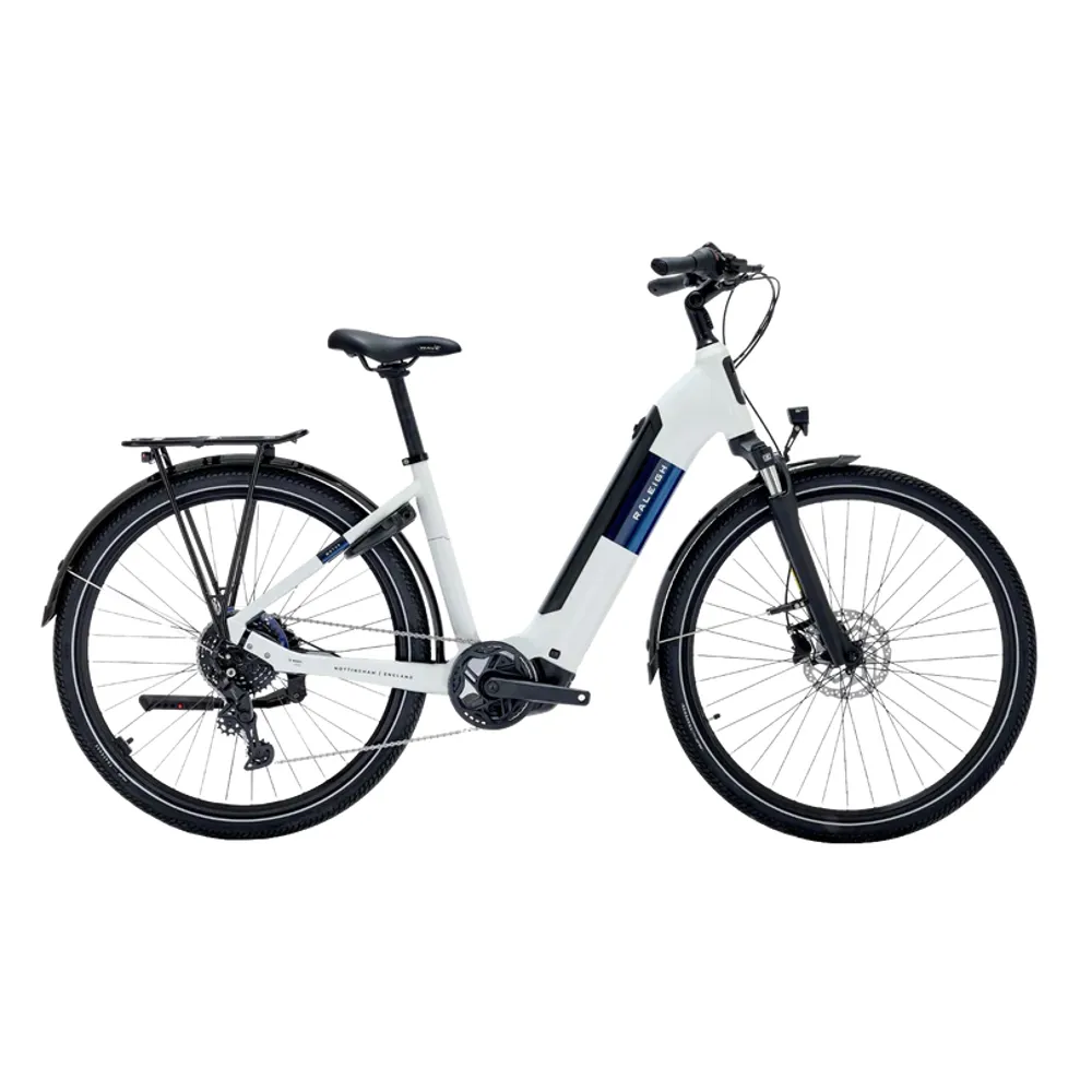 uPRISE Bikes Raleigh Motus Low Step 2026 Electric Hybrid Bike - Sparkling White | Price match, 365 day returns, 18-Month Warranty, Finance Available & Free UK Delivery