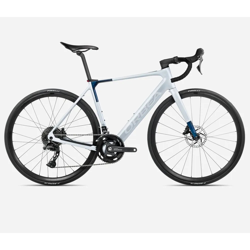 uPRISE Bikes Orbea Gain M40 2025 Electric Road Bike - Halo Silver/Blue Carbon | Price match, 365 day return s, 18-Month Warranty, Finance Available & Free UK Delivery