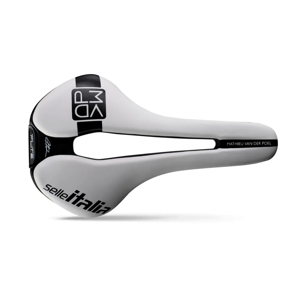 uPRISE Bikes Selle Italia Flite Boost Kit Carbonio Superflow MVDP Edition Saddle - White/Black | Price match, 365 day returns, 18-Month Warranty, Finance Available & Free UK Delivery
