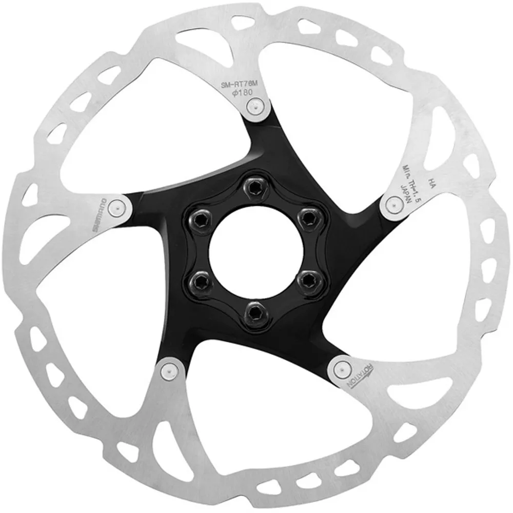 uPRISE Bikes Shimano RT76 XT 6-Bolt Disc Rotor - Silver - 180 mm | Price match, 365 day return s, 18-Month Warranty, Finance Available & Free UK Delivery
