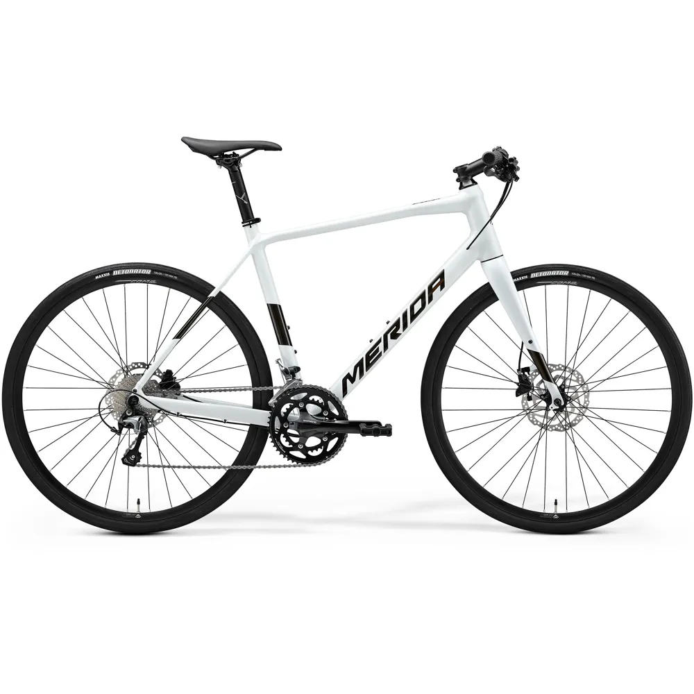 uPRISE Bikes Merida Speeder 300 2025 Hybrid Bike - Pearl White/Gold | Price match, 365 day return s, 18-Month Warranty, Finance Available & Free UK Delivery