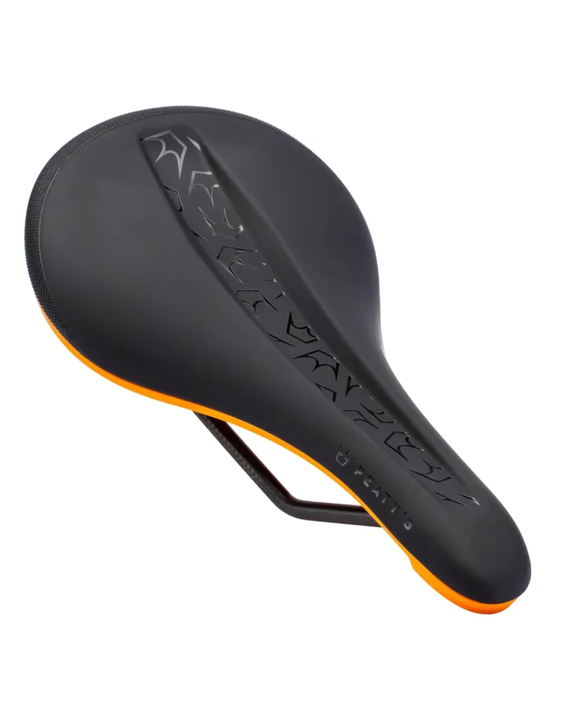 Peaty's Monarch 4130 CrMo Rail/Nylon Base MTB Saddle - Mango Orange