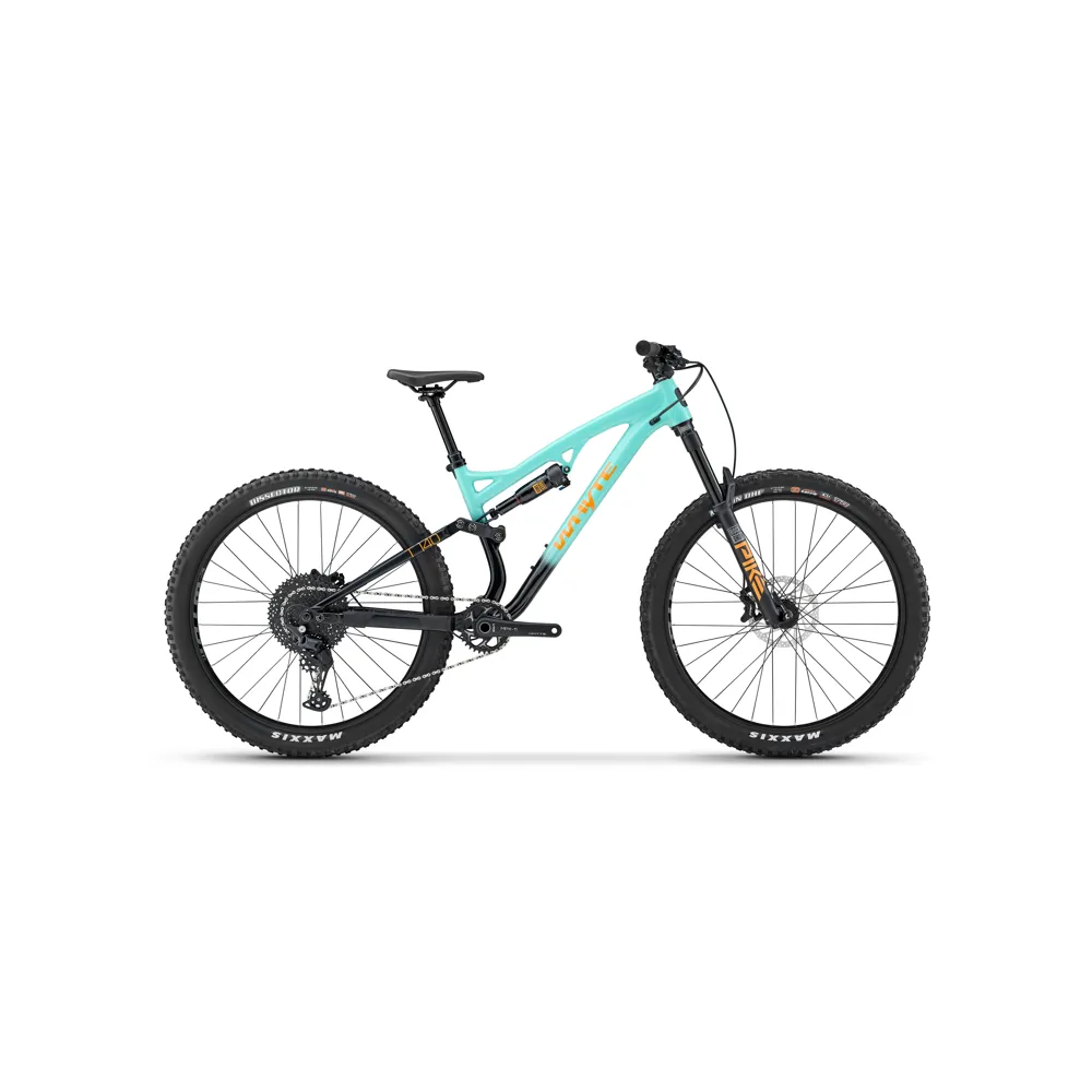 uPRISE Bikes Whyte Bikes Whyte T-140 27.5 inch 2026 Junior Full Suspension MTB - Green/Coral Orange | Price match, 365 day return s, 18-Month Warranty, Finance Available & Free UK Delivery