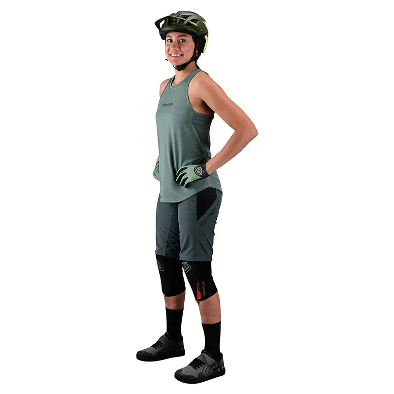 Troy Lee Luxe Women's Baggy Shorts Shell Only - Solid Steel Green-4