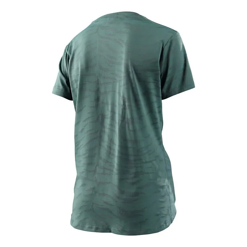 Troy Lee Lilium Women's Short Sleeve Jersey - Tiger Jacquard/Steel Green-1