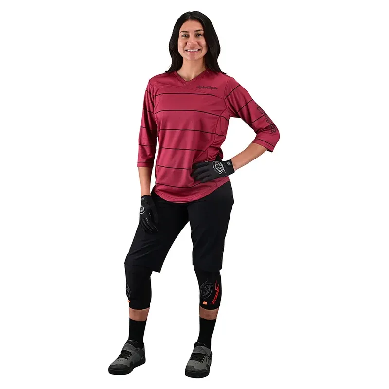 Troy Lee Mischief Women's 3/4 Sleeve Jersey - Pinstripe Elderberry-2