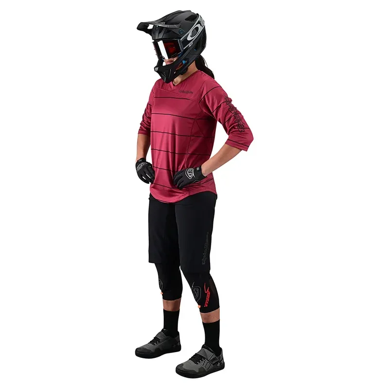 Troy Lee Mischief Women's 3/4 Sleeve Jersey - Pinstripe Elderberry-4