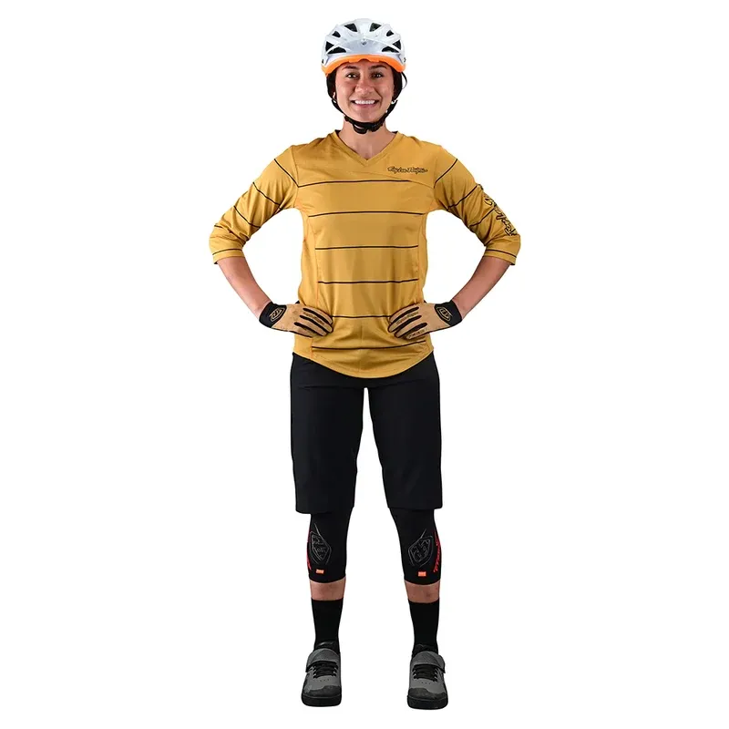 Troy Lee Mischief Women's 3/4 Sleeve Jersey - Pinstripe Honey-2