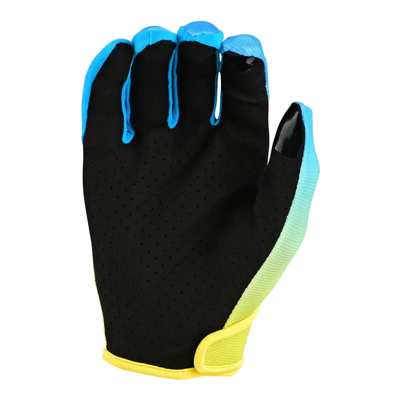 Troy Lee Designs Flowline Men's MTB Long Finger Gloves - Faze Blue/Yellow-1