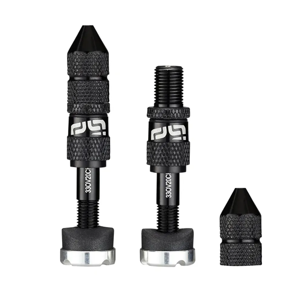 uPRISE Bikes E*Thirteen E-Thirteen Quick Fill Schrader Tubeless Valves 16-24mm Depth Rims - Black | Price match, 365 day return s, 18-Month Warranty, Finance Available & Free UK Delivery