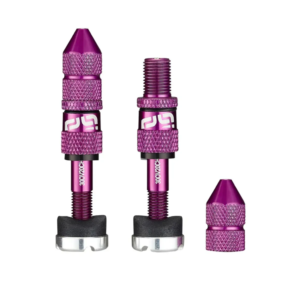 uPRISE Bikes E*Thirteen E-Thirteen Quick Fill Schrader Tubeless Valves 16-24mm Depth Rims - Eggplant | Price match, 365 day return s, 18-Month Warranty, Finance Available & Free UK Delivery