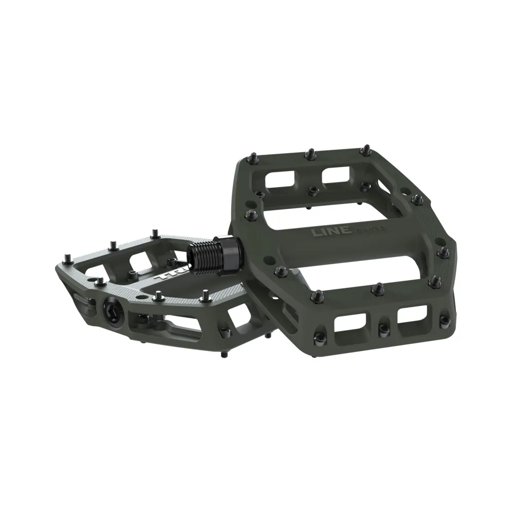 uPRISE Bikes Trek Line Elite Flat MTB Pedals - Olive Green | Price match, 365 day return s, 18-Month Warranty, Finance Available & Free UK Delivery