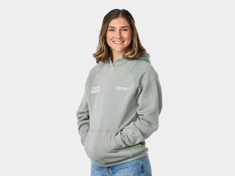 Trek Right Stacked Unisex Hoodie - Sage Grey-1