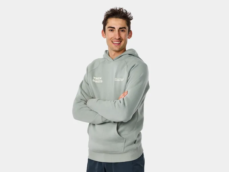 Trek Right Stacked Unisex Hoodie - Sage Grey
