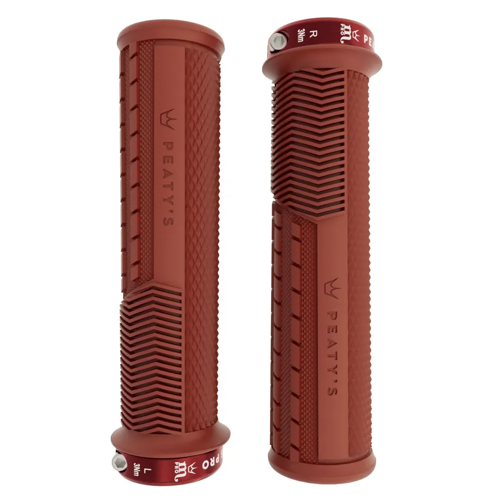 uPRISE Bikes Peatys Peaty's Monarch Pro Grips - Knurl - Thin - Brick Red | Price match, 365 day returns, 18-Month Warranty, Finance Available & Free UK Delivery