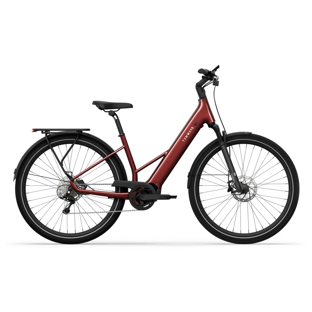 uPRISE Bikes Tenways AGO-AIR 2025 Electric Hybrid Bike - 43cm - Velvet Red | Price match, 365 day returns, 18-Month Warranty, Finance Available & Free UK Delivery