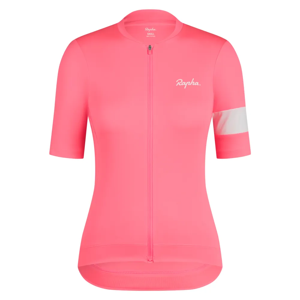 uPRISE Bikes Rapha Core Women's Short Sleeve Jersey - High-Viz Pink/White | Price match, 365 day return s, 18-Month Warranty, Finance Available & Free UK Delivery