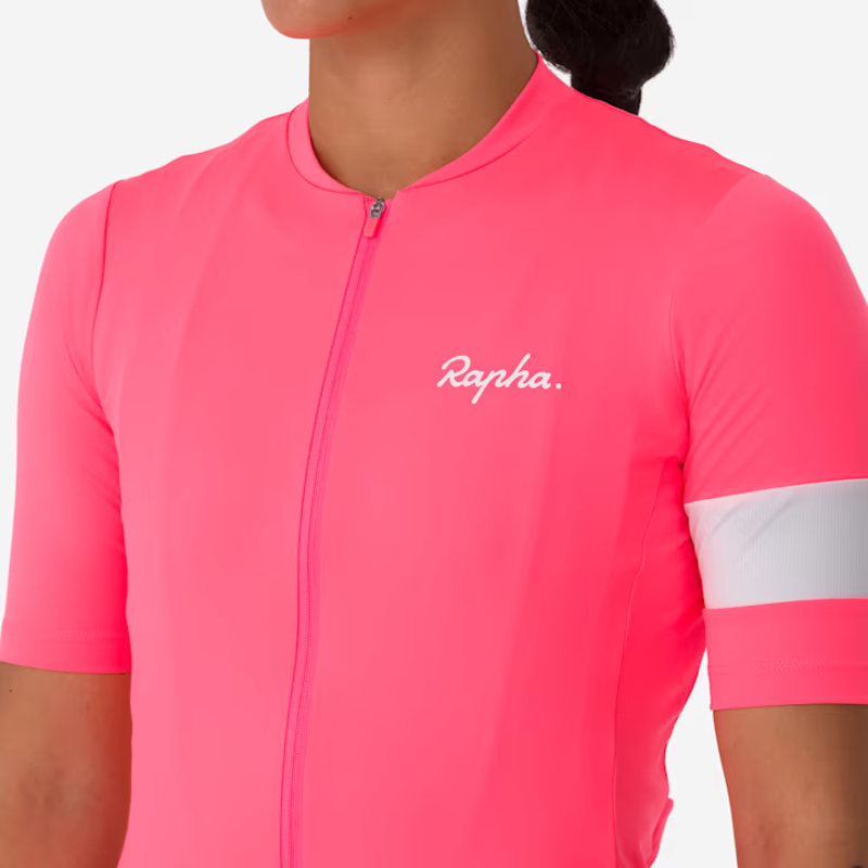 Rapha Core Women's Short Sleeve Jersey - High-Viz Pink/White-5