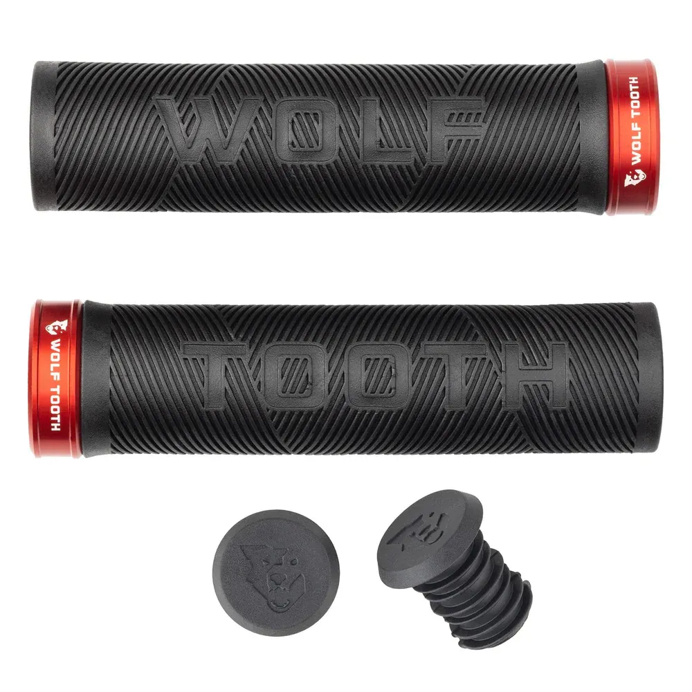 uPRISE Bikes Wolf Tooth Echo Lock-On Grips - Black/Red | Price match, 365 day return s, 18-Month Warranty, Finance Available & Free UK Delivery