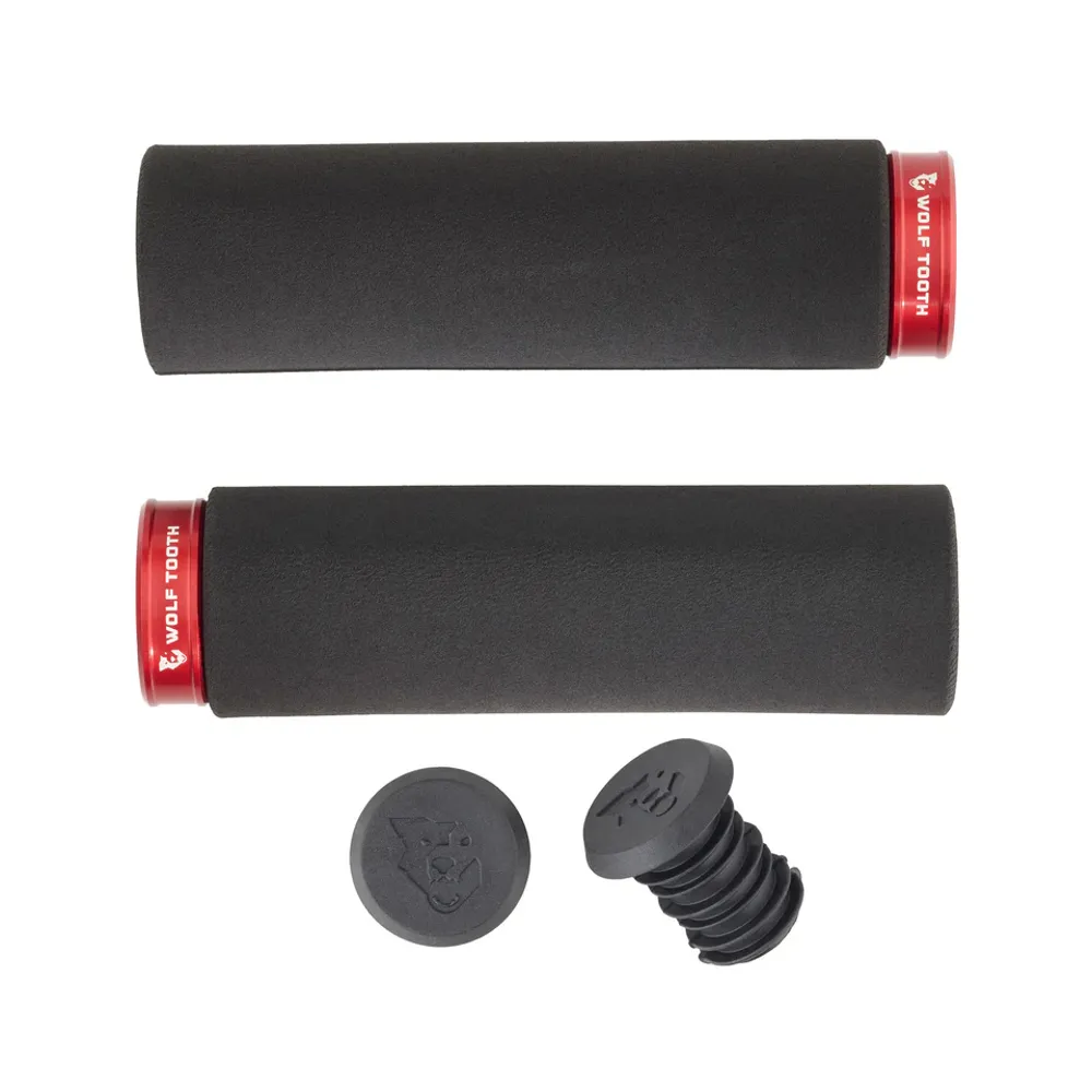 uPRISE Bikes Wolf Tooth Fat Paw Lock-On MTB Grips - Red | Price match, 365 day return s, 18-Month Warranty, Finance Available & Free UK Delivery