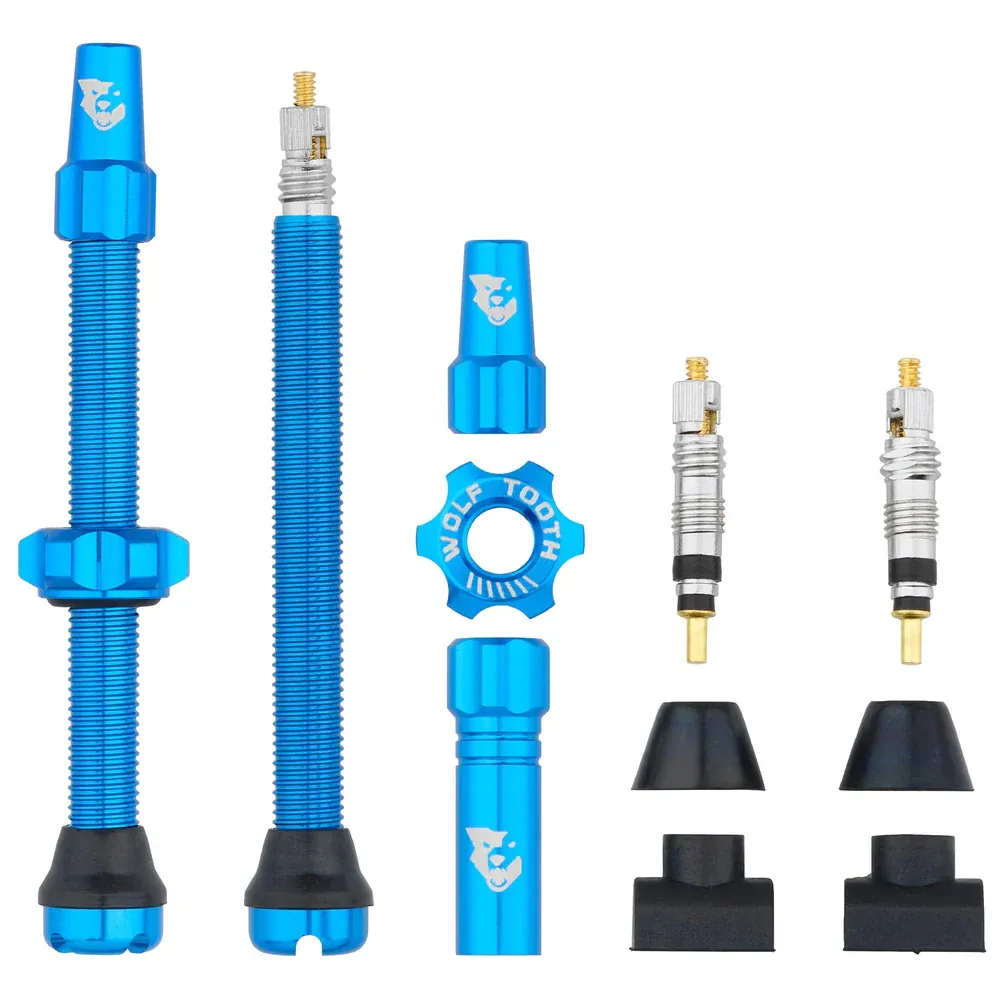 uPRISE Bikes Wolf Tooth Tubeless Valve Stems - Blue | Price match, 365 day return s, 18-Month Warranty, Finance Available & Free UK Delivery