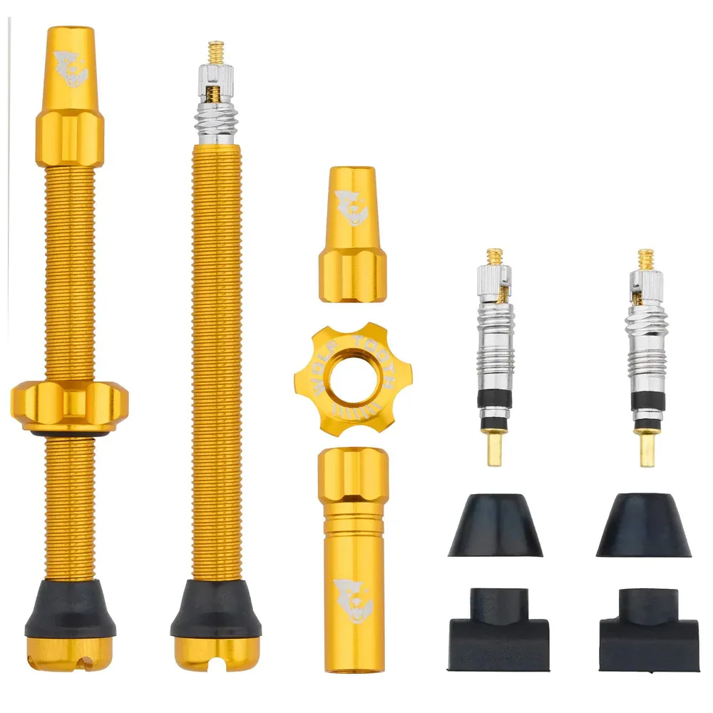 uPRISE Bikes Wolf Tooth Tubeless Valve Stems - Gold | Price match, 365 day return s, 18-Month Warranty, Finance Available & Free UK Delivery