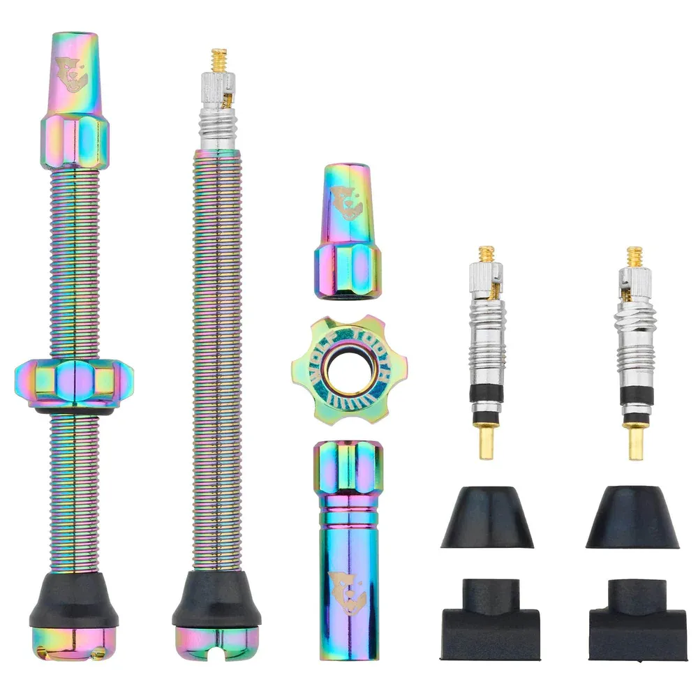 uPRISE Bikes Wolf Tooth Tubeless Valve Stems - Rainbow | Price match, 365 day return s, 18-Month Warranty, Finance Available & Free UK Delivery
